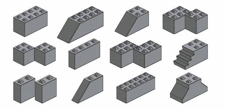Formatos dos blocos Solubloc